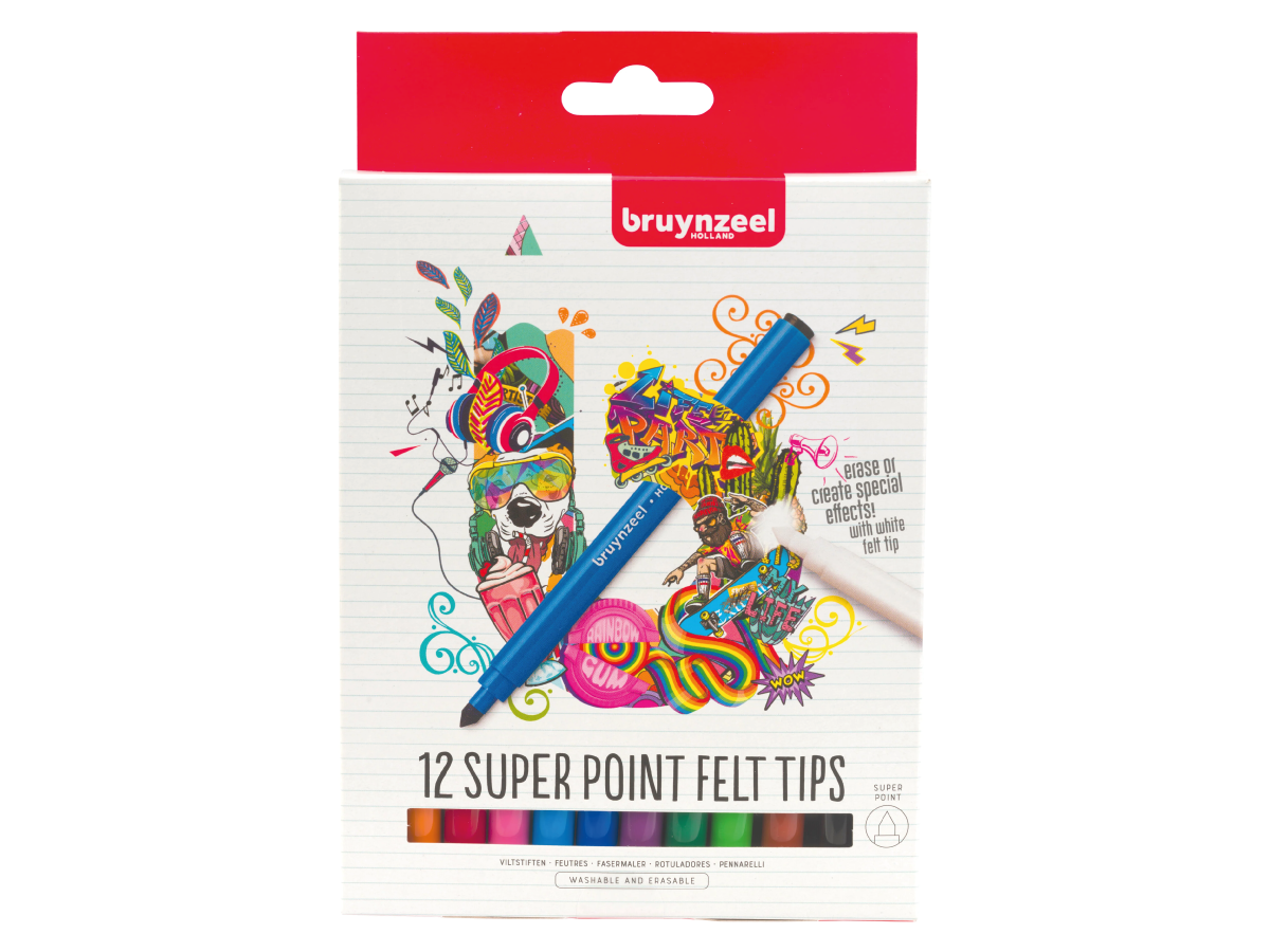 BRUYNZEEL TEENS SUPERPOINT VILTSTIFTEN 12X OP=OP 1