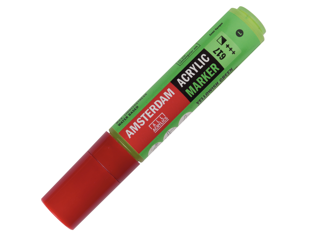 AMSTERDAM ACRYL MARKER 15MM KANTIG GELBGRÜN 1