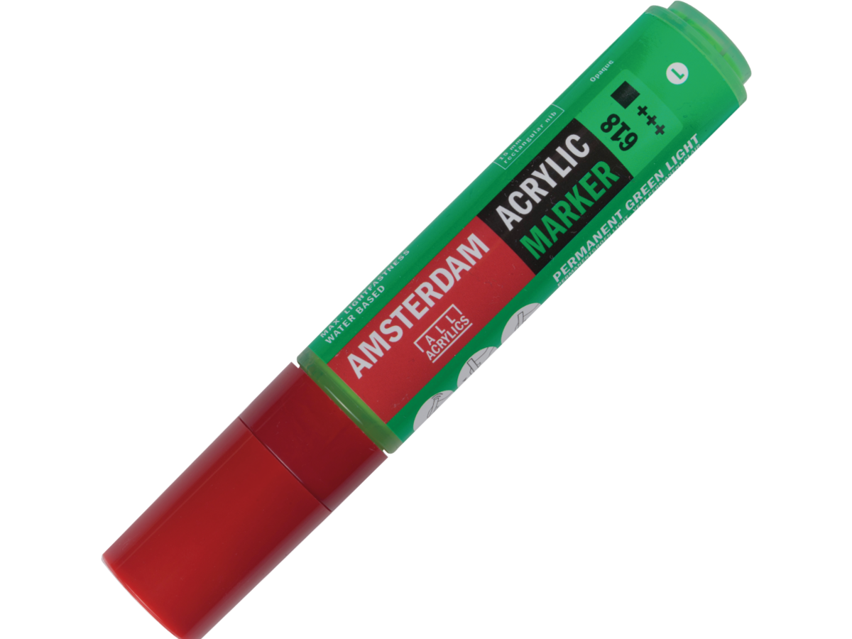 AMSTERDAM ACRYL MARKER 15MM KANTIG PERMANENTGRÜN HELL 1
