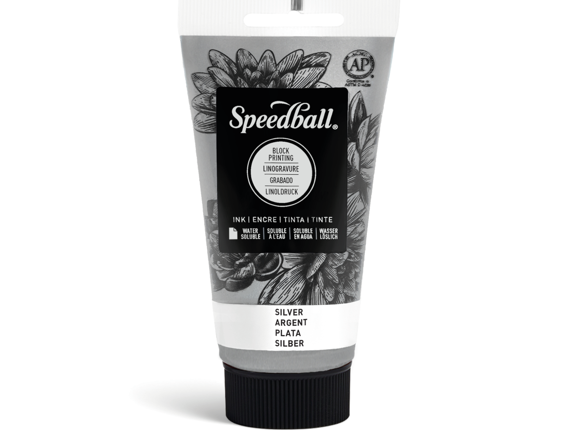 SPEEDBALL WATER-SOLUBLE BLOCKPRINTING INK 75ML SILBER 1