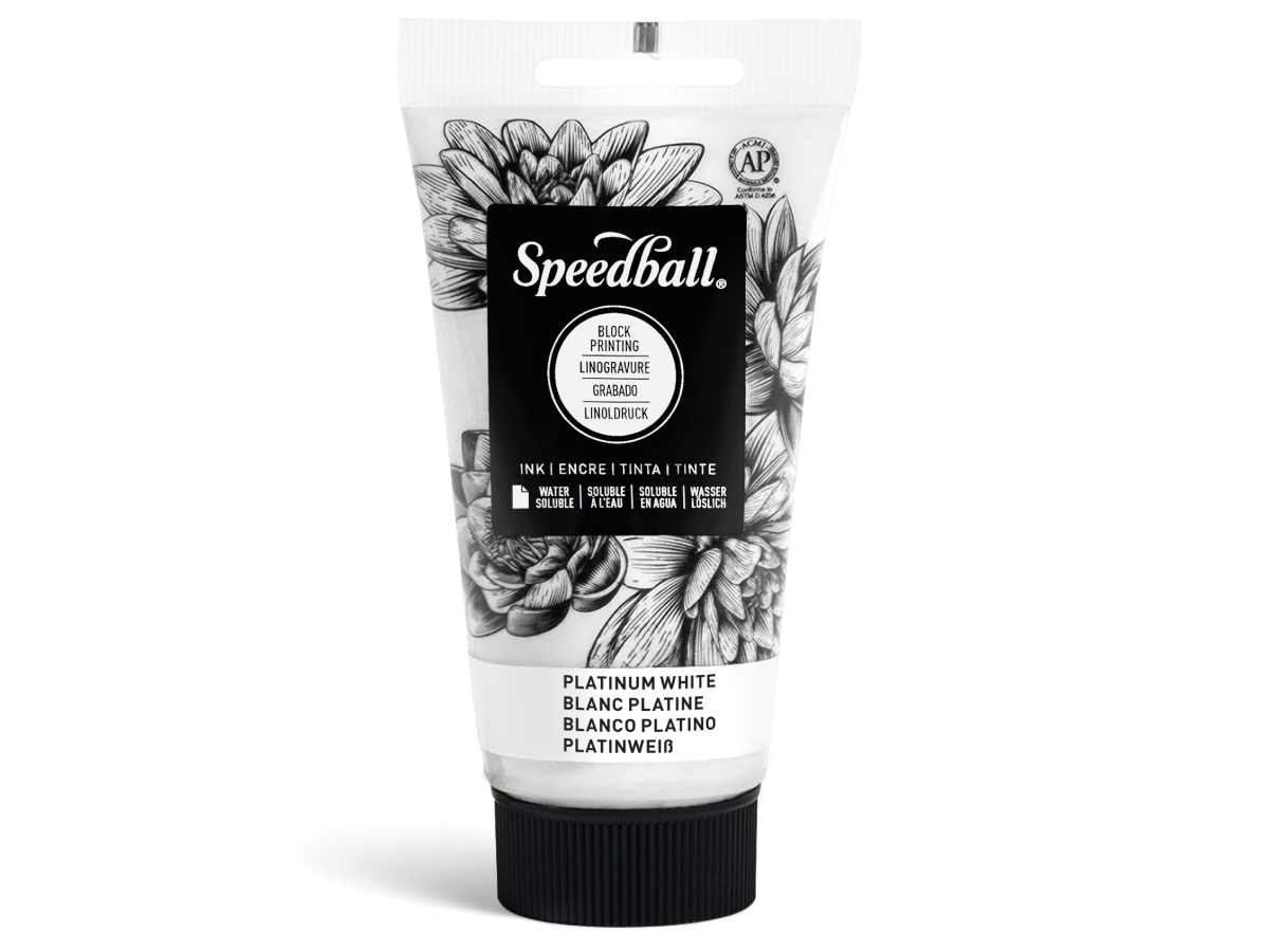 SPEEDBALL WATER-SOLUBLE BLOCKPRINTING INK 75ML PLATINWEISS 1