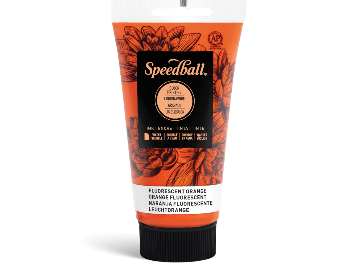 SPEEDBALL WATER-SOLUBLE BLOCKPRINTING INK 75ML LEUCHTORANGE 1