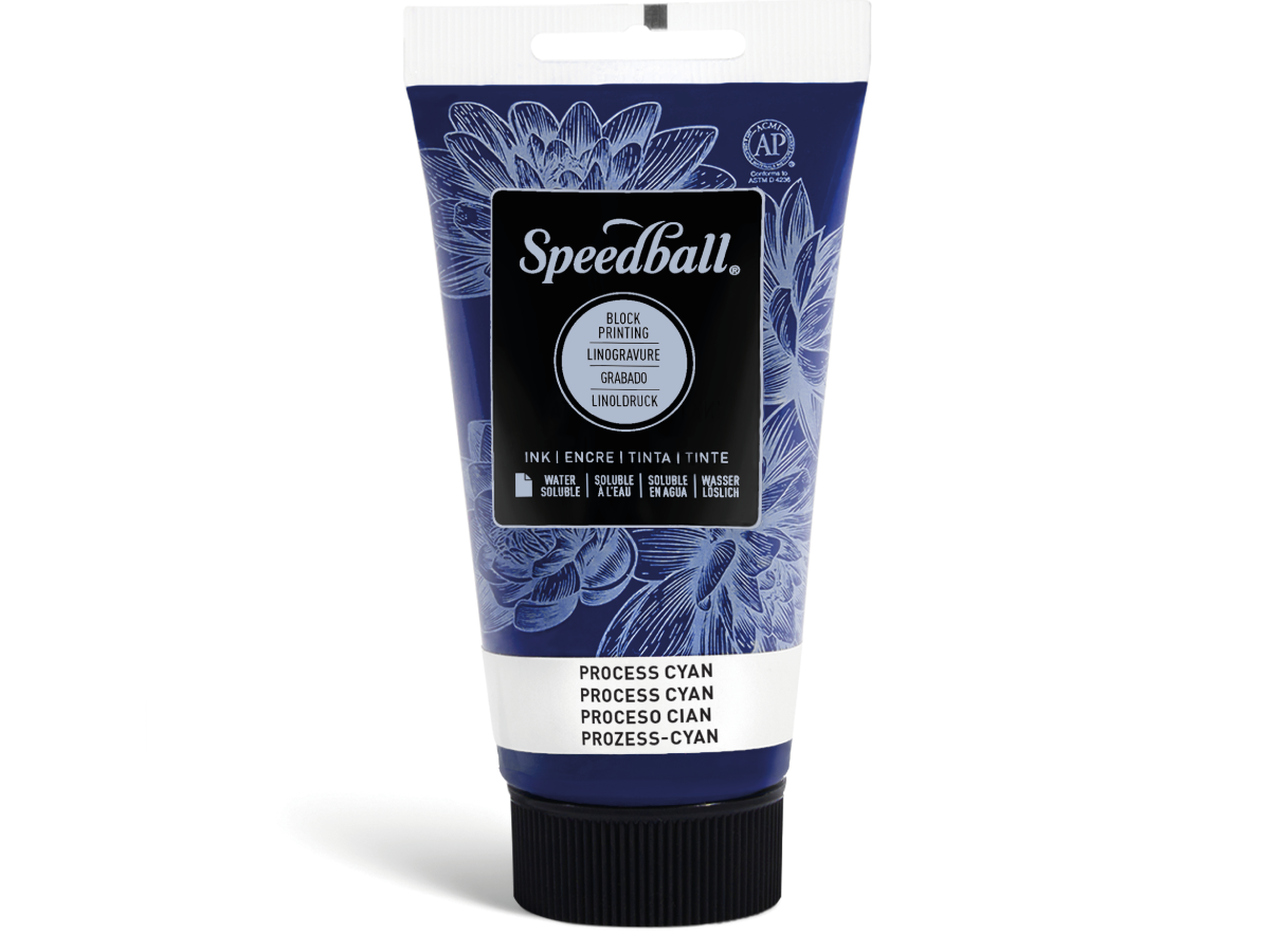 SPEEDBALL WATER-SOLUBLE BLOCKPRINTING INK 75ML PROZESS-CYAN 1