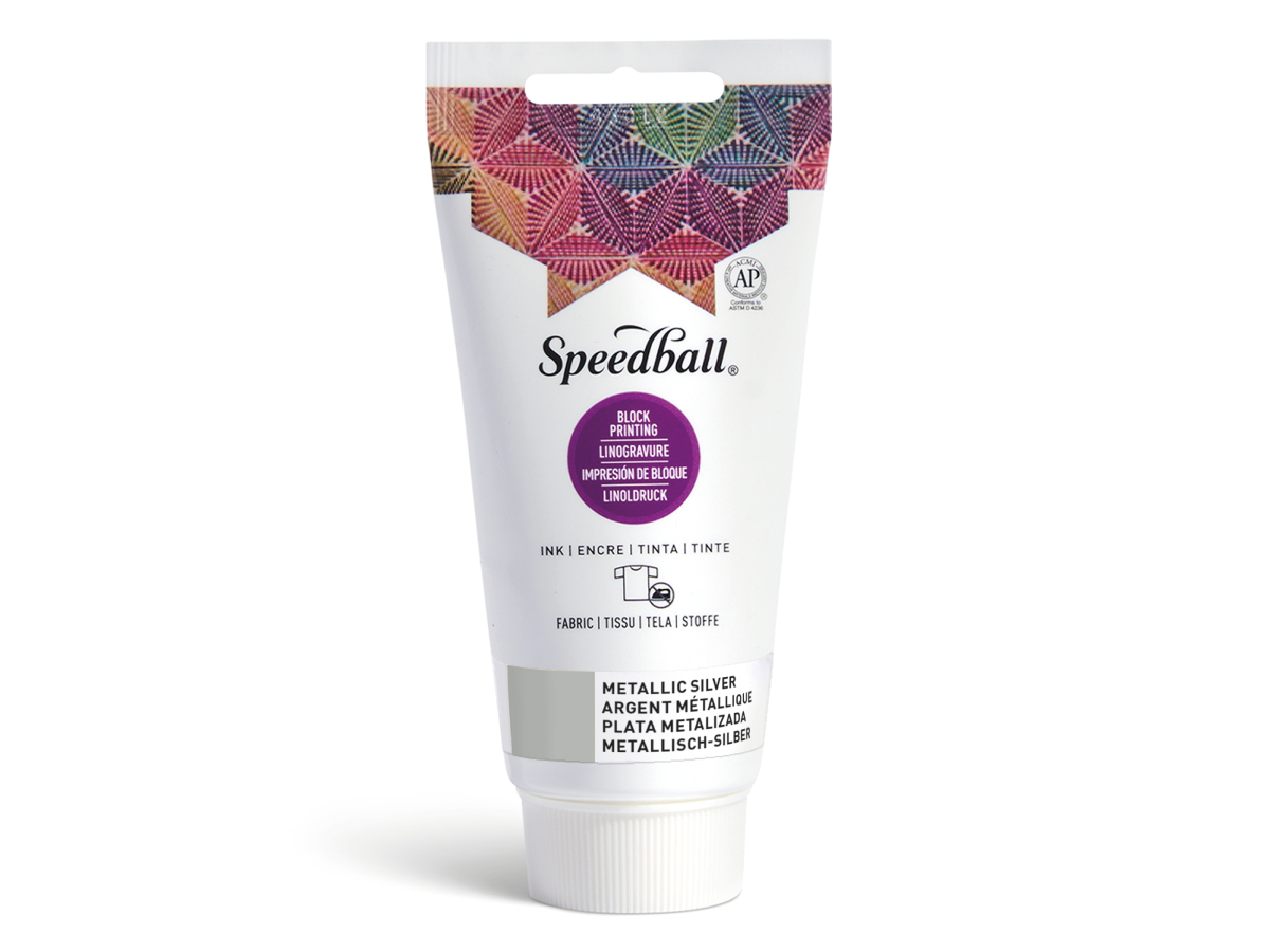 SPEEDBALL FABRIC BLOCKPRINTING INK 75ML METALLIC SILVER 1