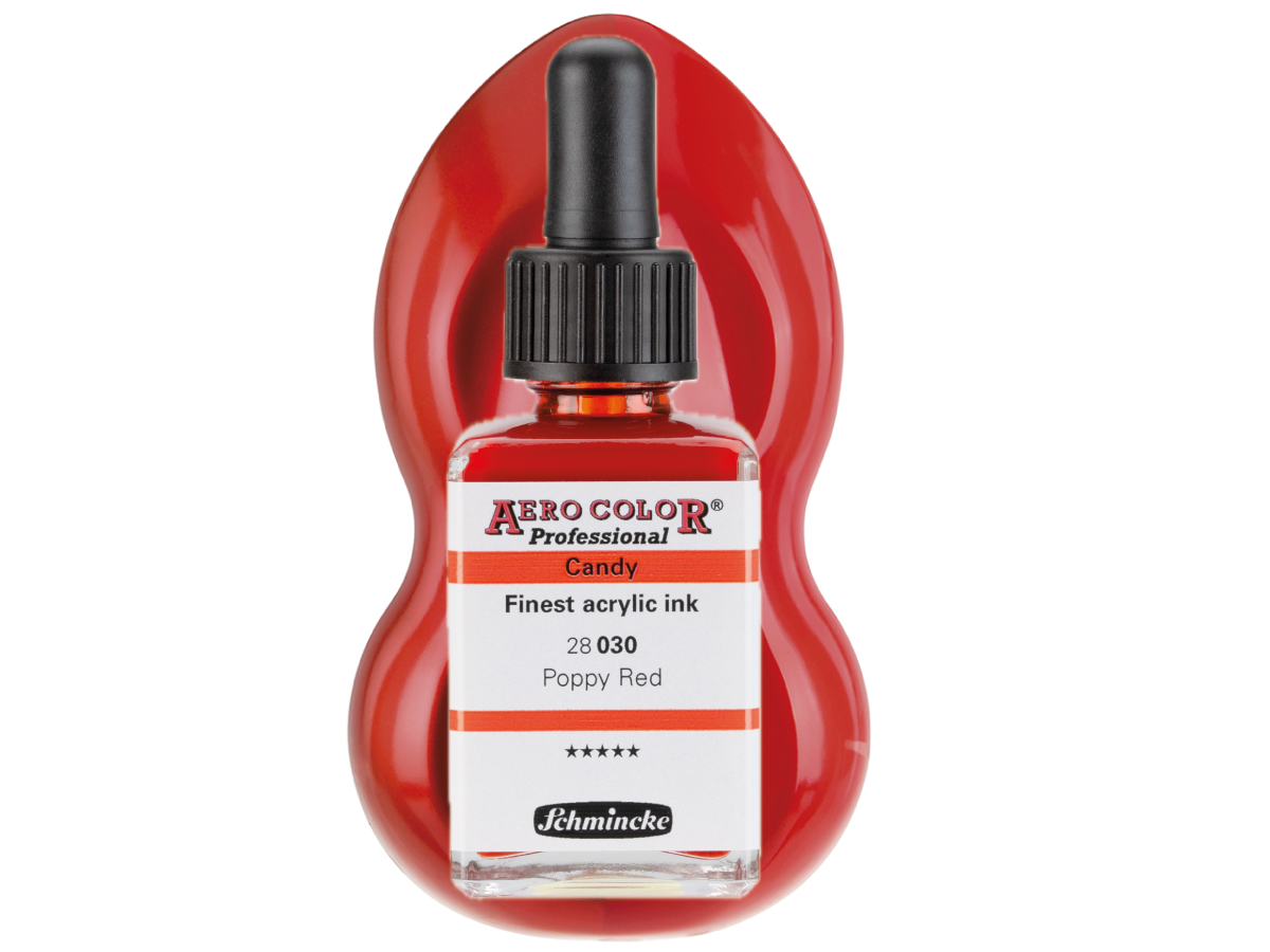 SCHMINCKE AERO COLOR ACRYLIC INK CANDY 28ML 030 POPPY RED 1