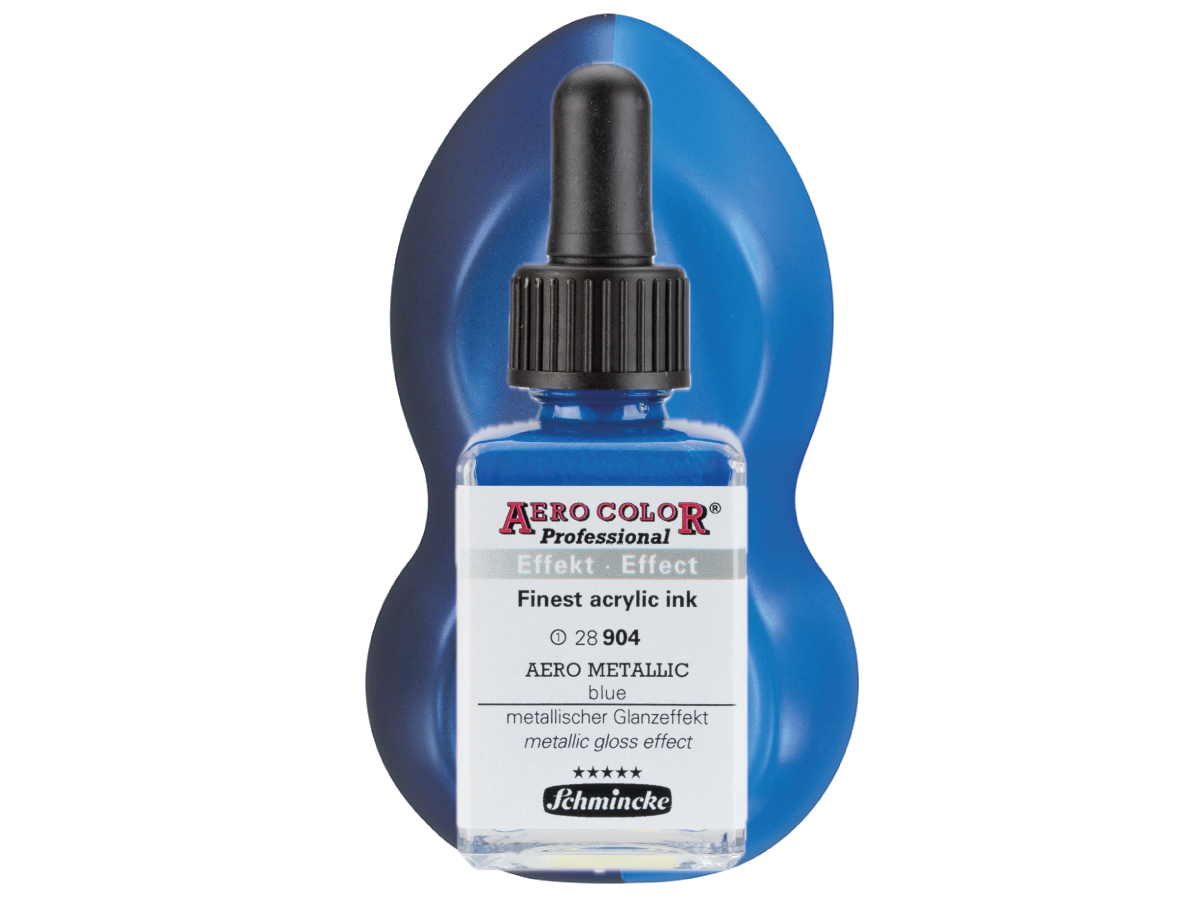 SCHMINCKE AERO COLOR ACRYLIC INK EFFECT 28ML 904 METALLIC BLUE 1