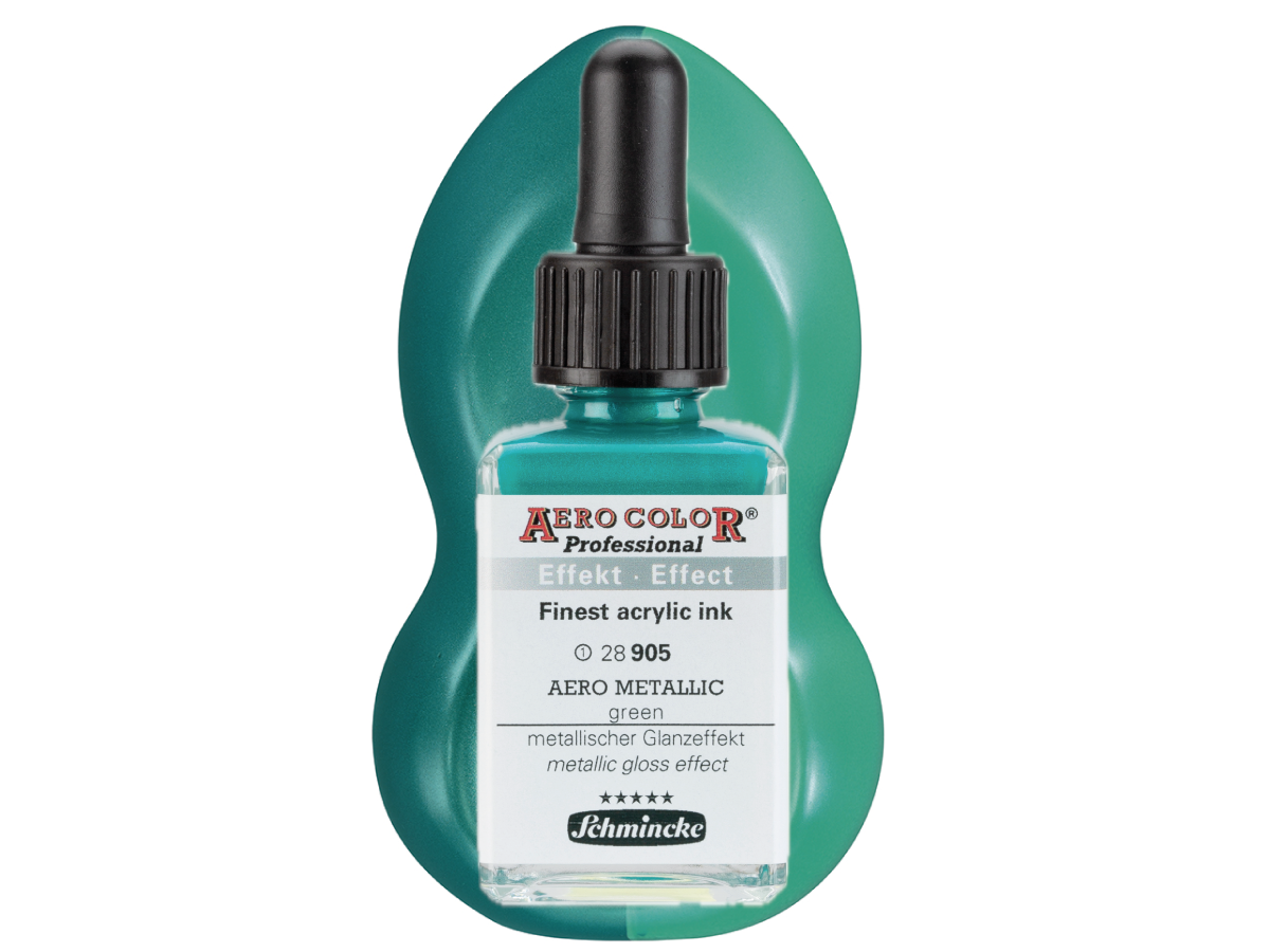 SCHMINCKE AERO COLOR ACRYLIC INK EFFECT 28ML 905 METALLIC GREEN 1