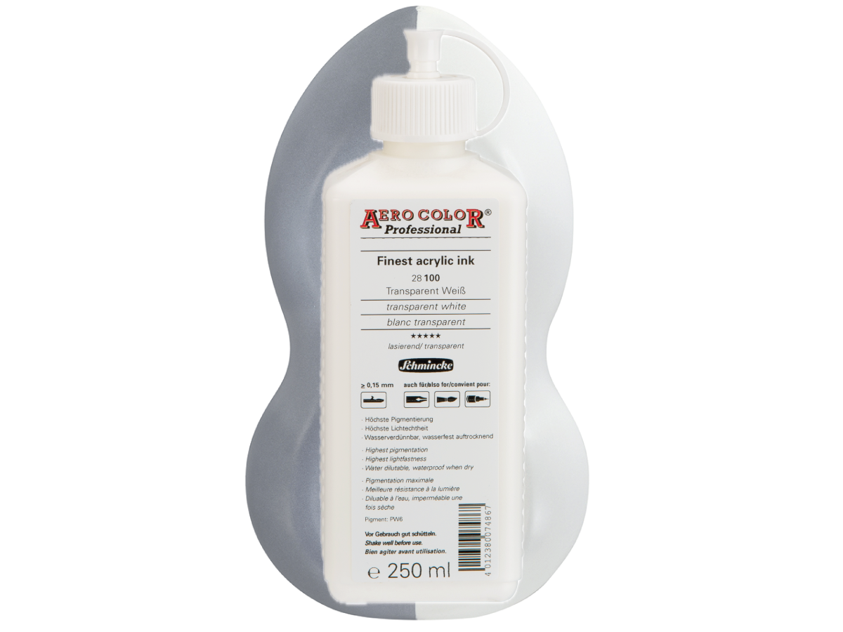 SCHMINCKE AERO COLOR ACRYLIC INK 250ML 100 TRANSPARENT WHITE 1