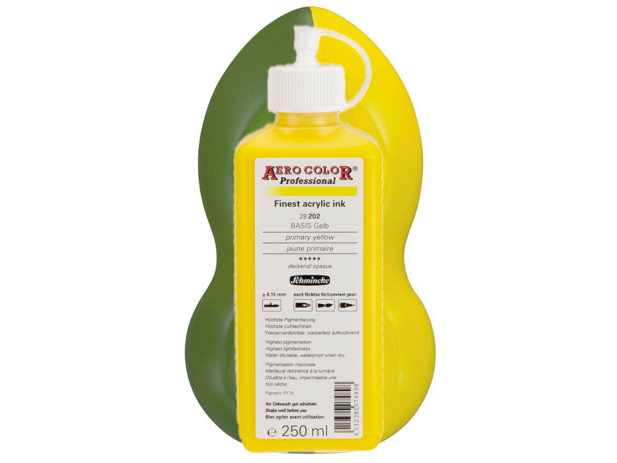 SCHMINCKE AERO COLOR ACRYLIC INK 250ML 202 PRIMARY YELLOW 1