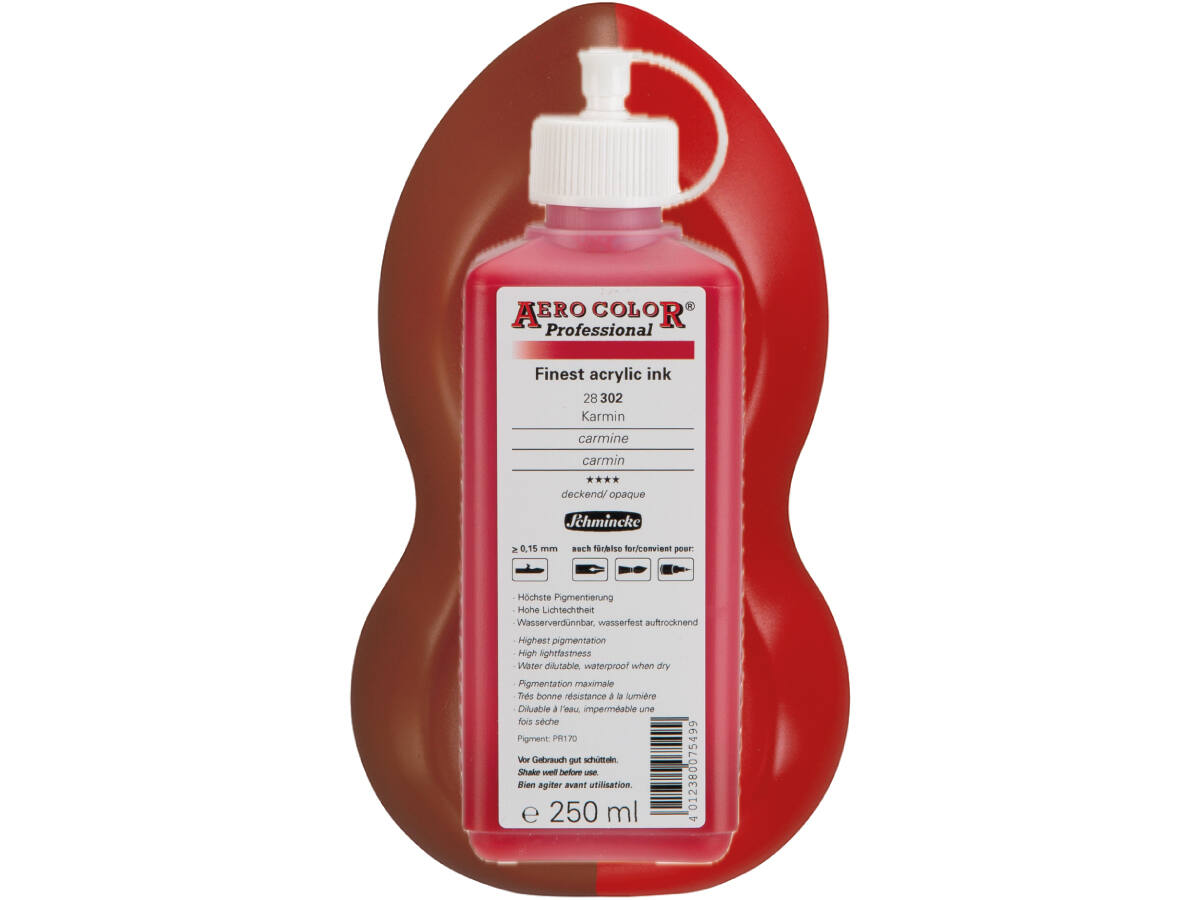 SCHMINCKE AERO COLOR ACRYLIC INK 250ML 302 KARMIN 1