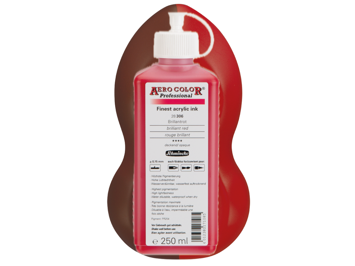 SCHMINCKE AERO COLOR ACRYLIC INK 250ML 306 BRILIANT RED 1