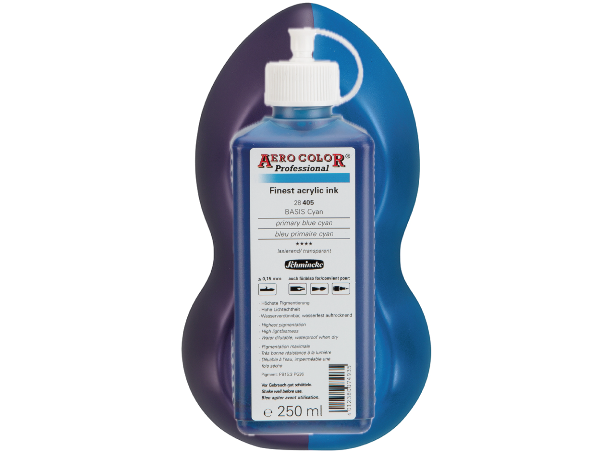 SCHMINCKE AERO COLOR ACRYLIC INK 250ML 405 PRIMARY CYAN 1