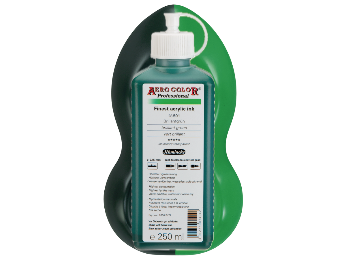 SCHMINCKE AERO COLOR ACRYLIC INK 250ML 501 BRILIANTGRUN 1