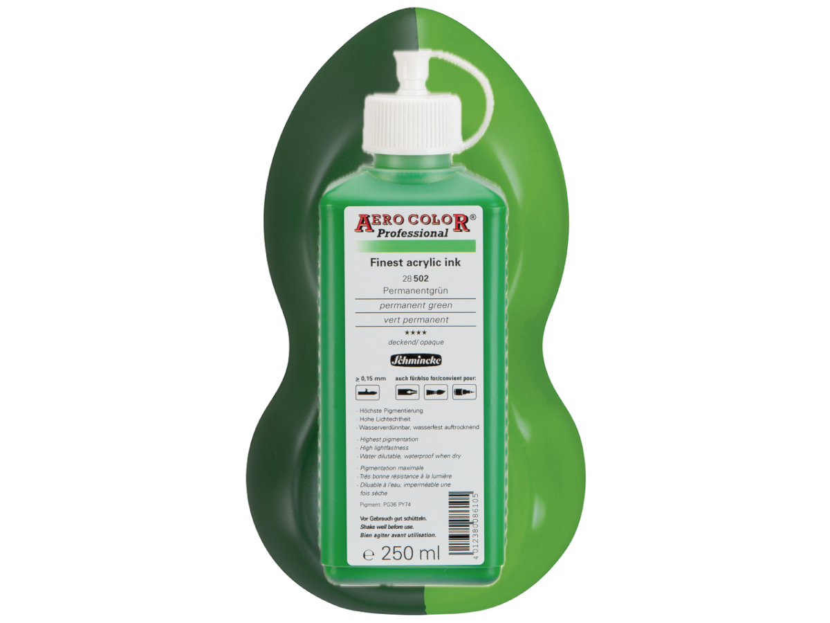SCHMINCKE AERO COLOR ACRYLIC INK 250ML 502 PERMANENTGRUN 1