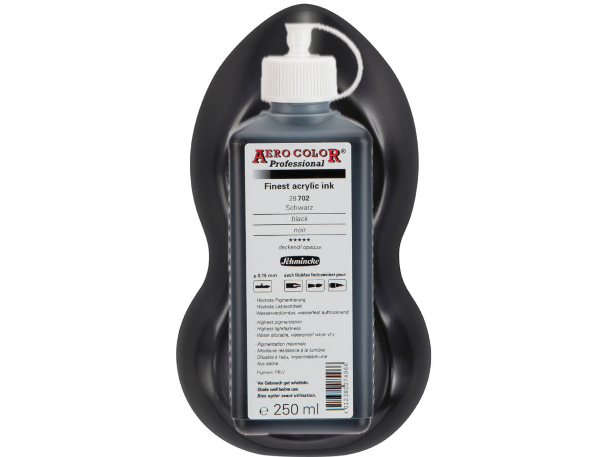 SCHMINCKE AERO COLOR ACRYLIC INK 250ML 702 BLACK 1