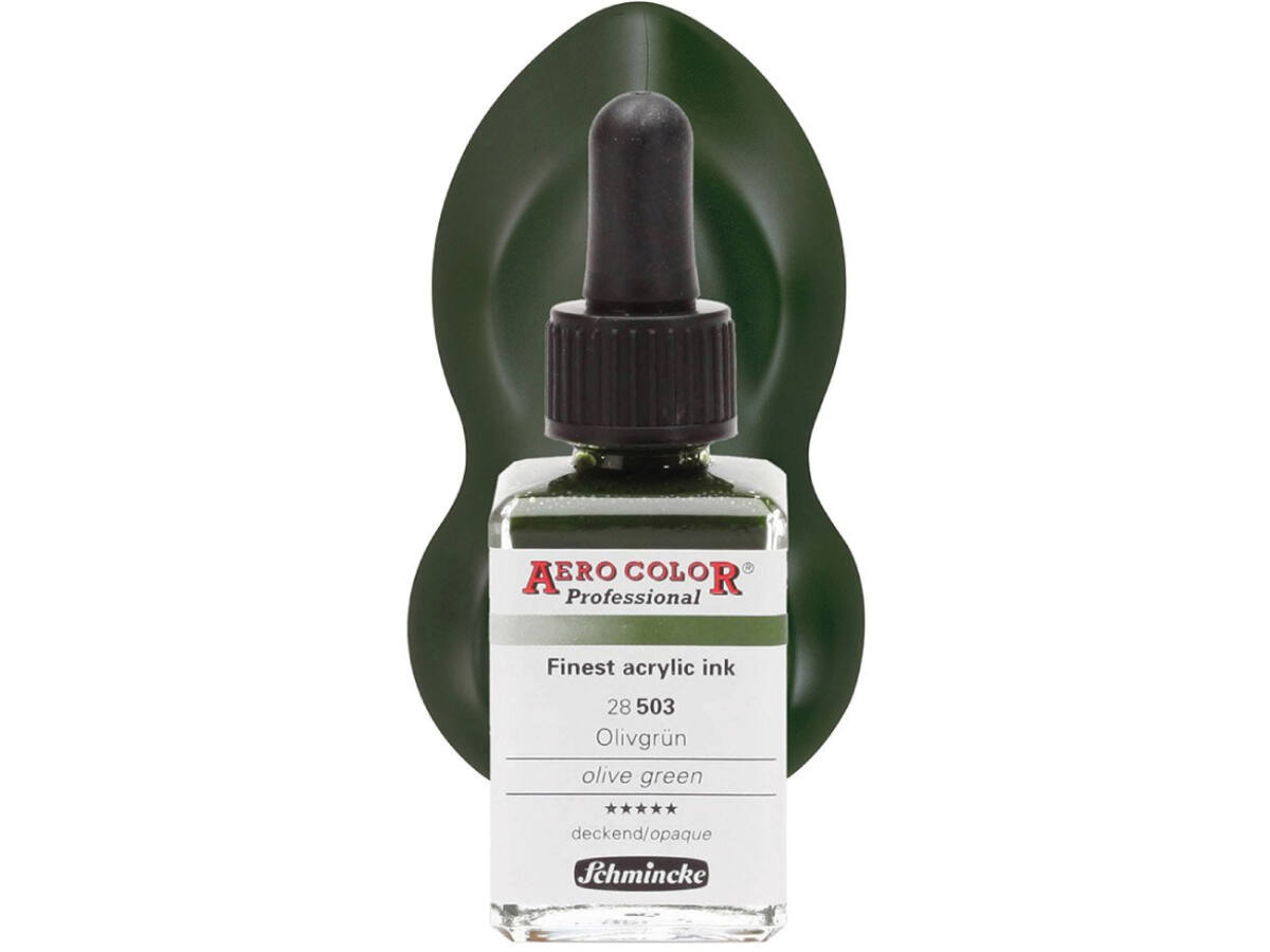 SCHMINCKE AERO COLOR ACRYLIC INK 28ML 503 OLIVGRUN 1