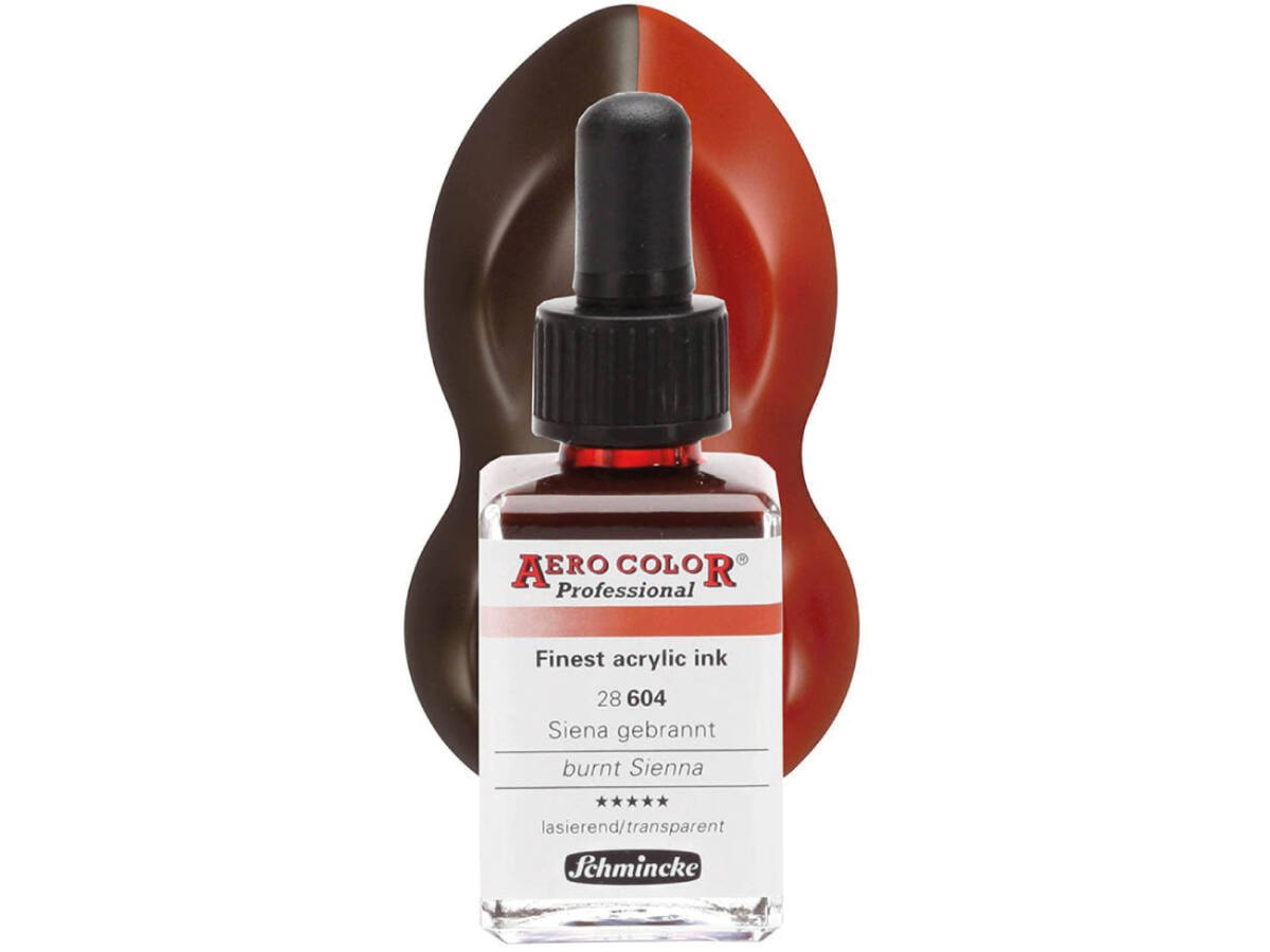 SCHMINCKE AERO COLOR ACRYLIC INK 28ML 604 SIENA GEBRANNT 1