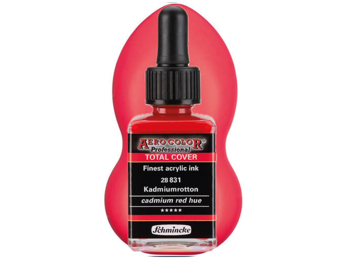 SCHMINCKE AERO COLOR ACRYLIC INK TOTAL COVER 28ML CADMIUM RED HUE 1