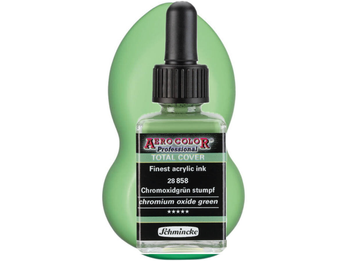 SCHMINCKE AERO COLOR ACRYLIC INK TOTAL COVER 28ML 28858 CHROMIUM OXIDE GREEN 1