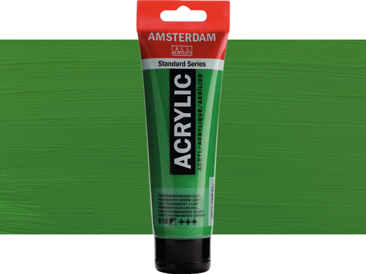 TALENS AMSTERDAM STANDARD ACRYL 120ML 618 PERMANENTGRÜN HELL 1