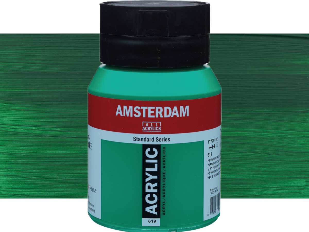 TALENS AMSTERDAM STANDARD ACRYL 500ML 619 PERMANENT GRüN D. 1