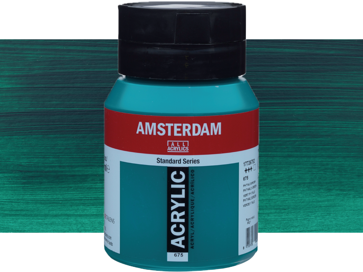 TALENS AMSTERDAM STANDARD ACRYL 500ML 675 PHTHALO GRüN 1