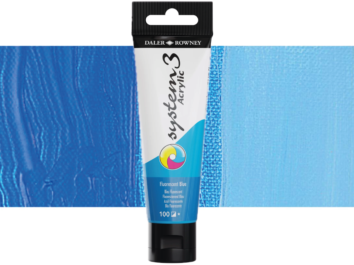 DALER ROWNEY SYSTEM 3 ACRYL 150ML 100 FLUORESCENT BLUE 1