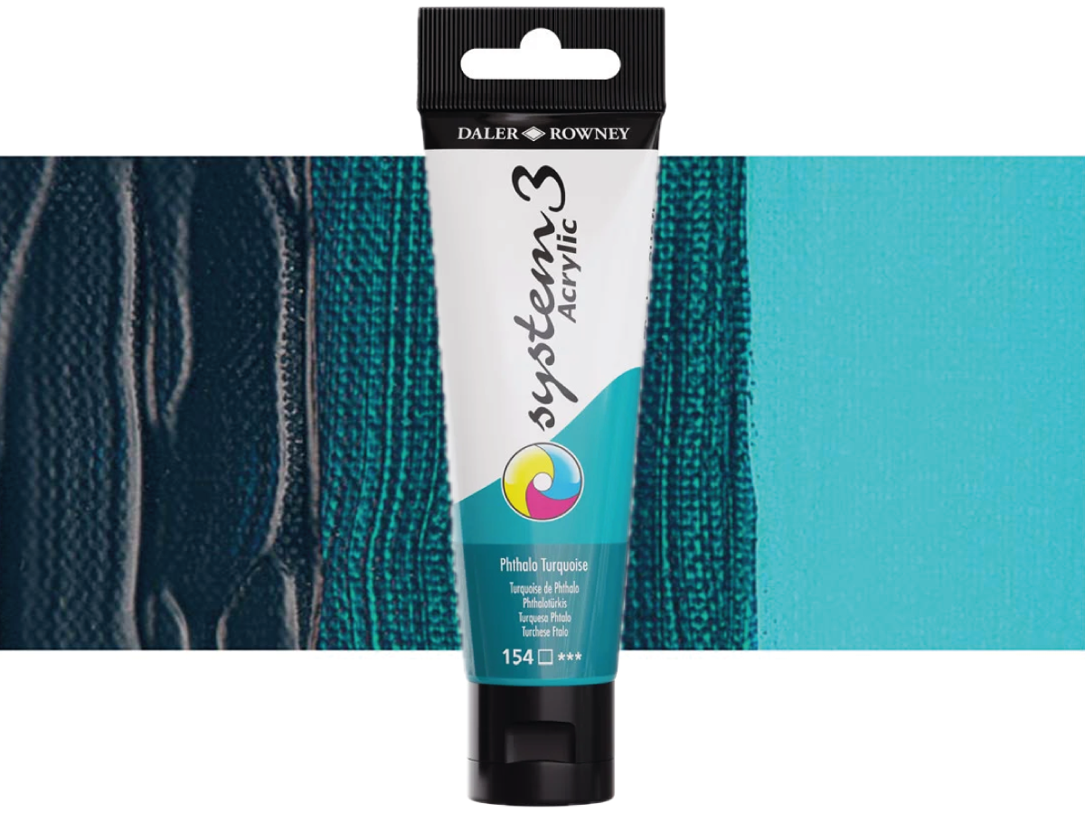 DALER ROWNEY SYSTEM 3 ACRYL 150ML 154 PHTHALO TURQUOISE 1