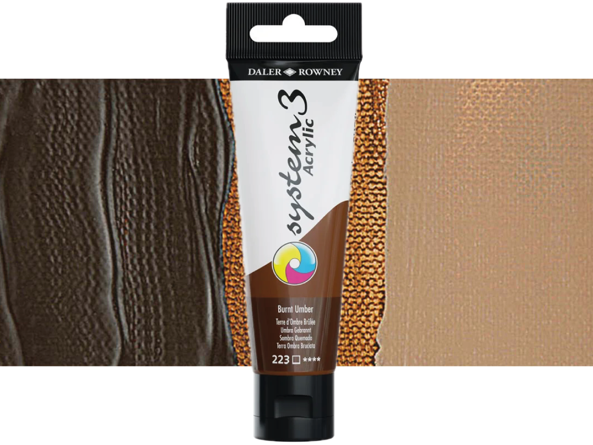 DALER ROWNEY SYSTEM 3 ACRYL 150ML 223 BURNT UMBER 1