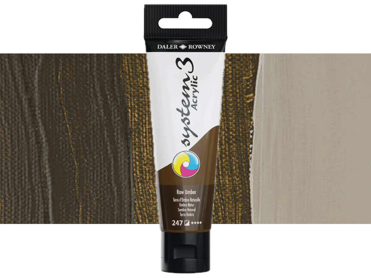 DALER ROWNEY SYSTEM 3 ACRYL 150ML 247 RAW UMBER 1