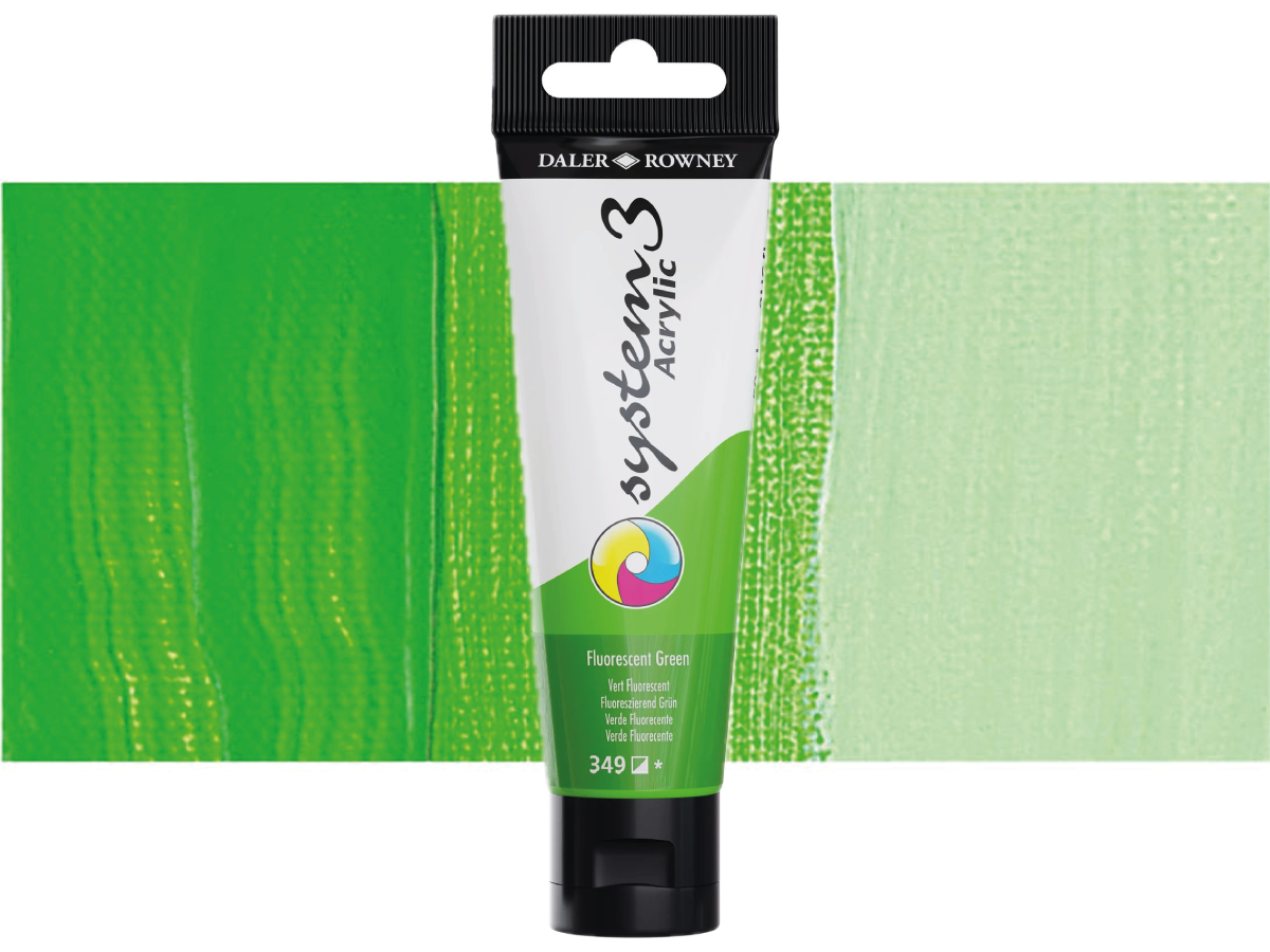 DALER ROWNEY SYSTEM 3 ACRYL 150ML 349 FLUORESCENT GREEN 1