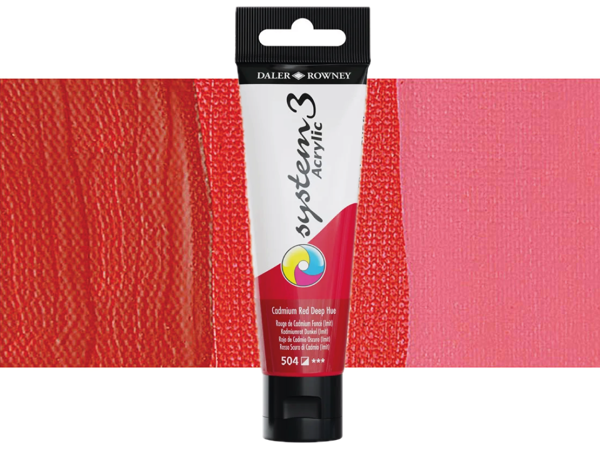 DALER ROWNEY SYSTEM 3 ACRYL 150ML 504 CADMIUM RED DEEP HUE 1