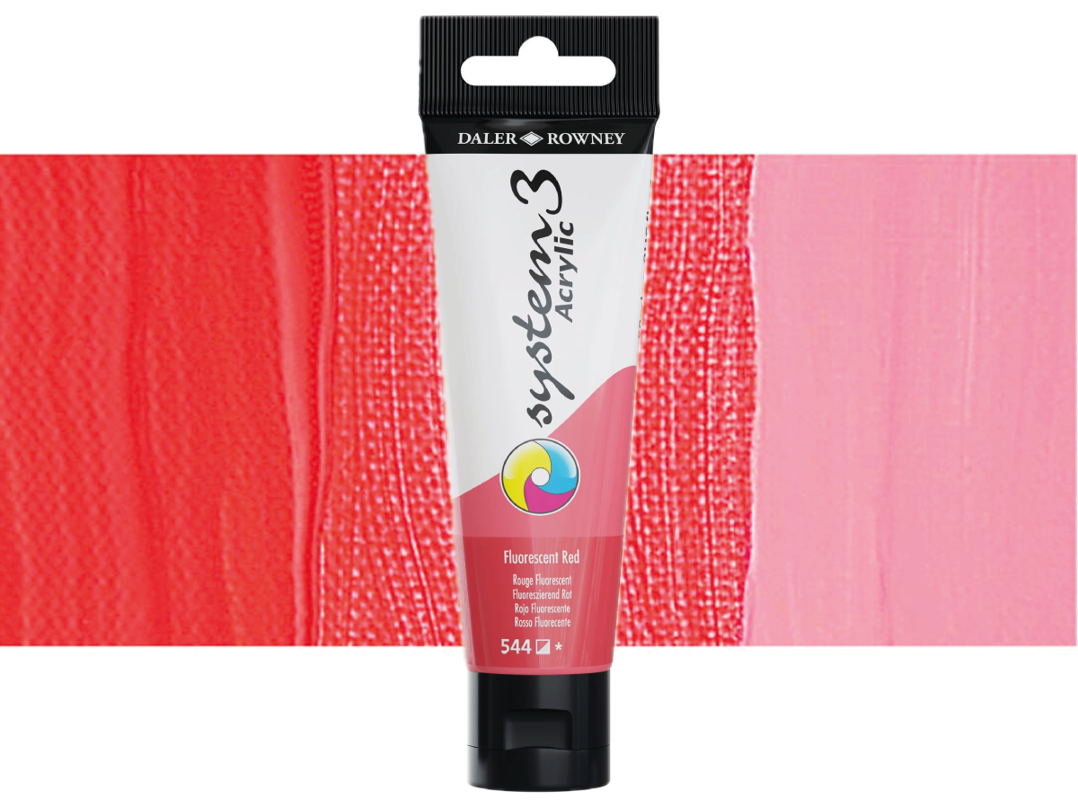 DALER ROWNEY SYSTEM 3 ACRYL 150ML 544 FLUORESCENT RED 1