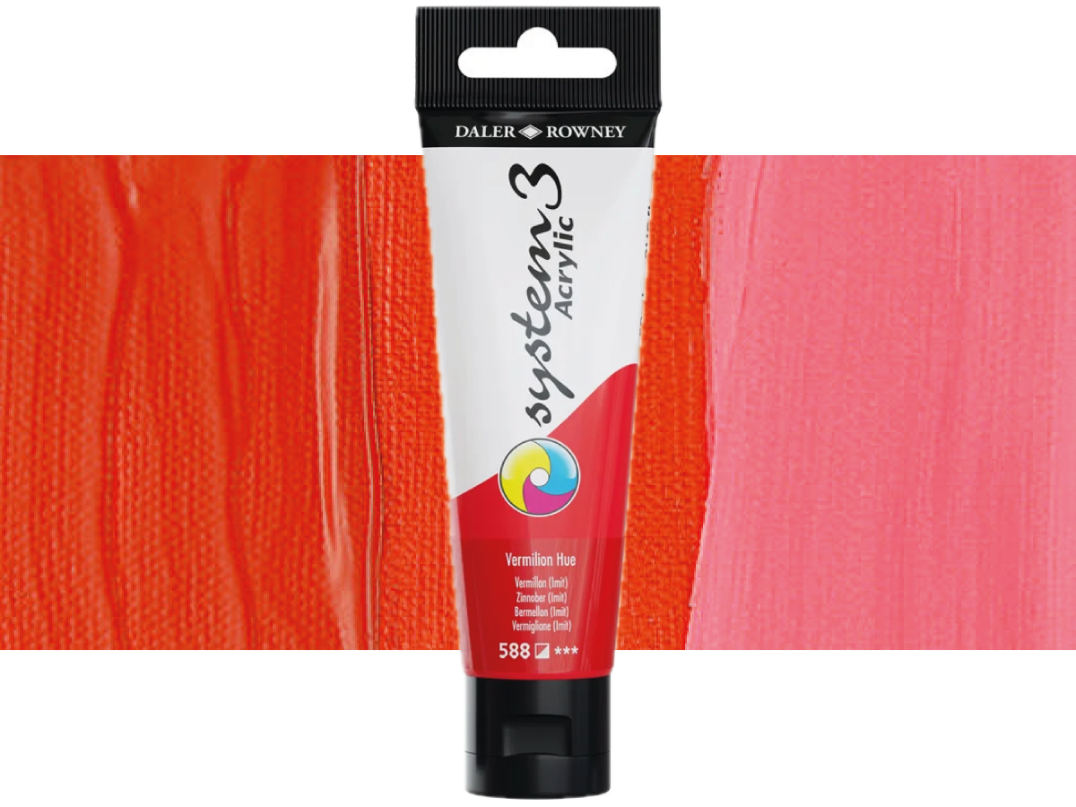 DALER ROWNEY SYSTEM 3 ACRYL 150ML 588 VERMILION HUE 1