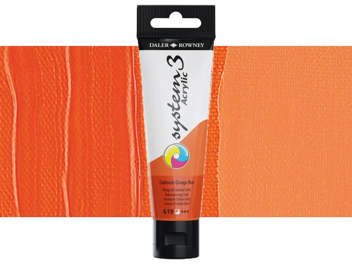 DALER ROWNEY SYSTEM 3 ACRYL 150ML 619 CADMIUM ORANGE HUE 1