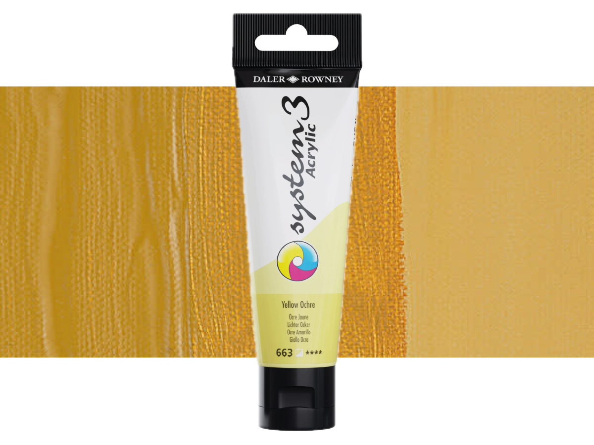 DALER ROWNEY SYSTEM 3 ACRYL 150ML 663 YELLOW OCHRE 1