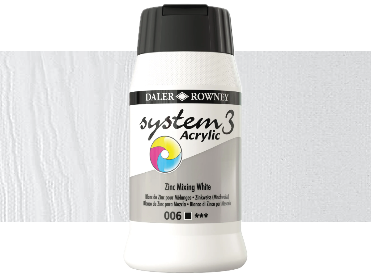 DALER ROWNEY SYSTEM 3 ACRYL 500ML 006 ZINC MIXING WHITE 1