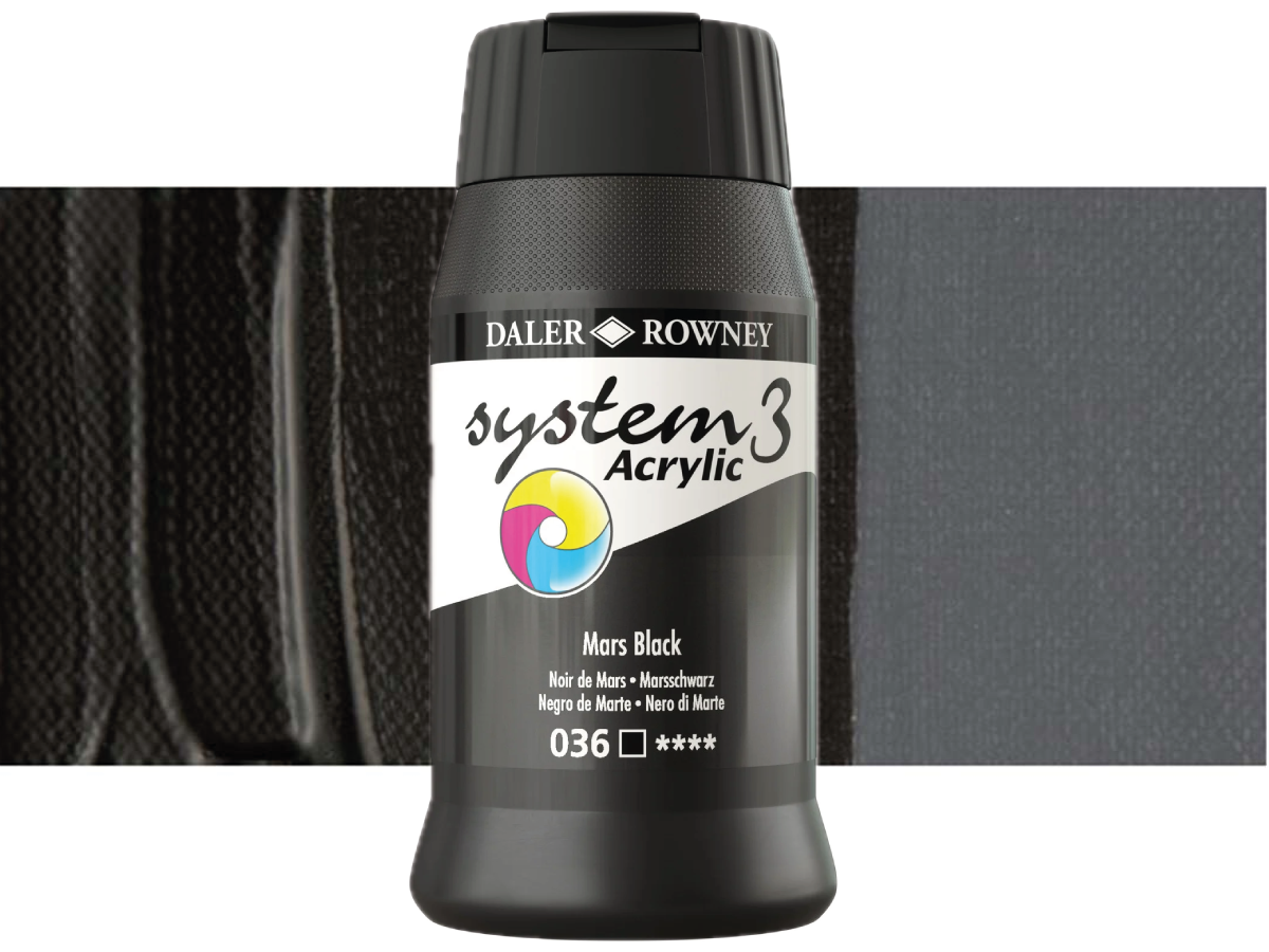 DALER ROWNEY SYSTEM 3 ACRYL 500ML 036 MARS BLACK 1