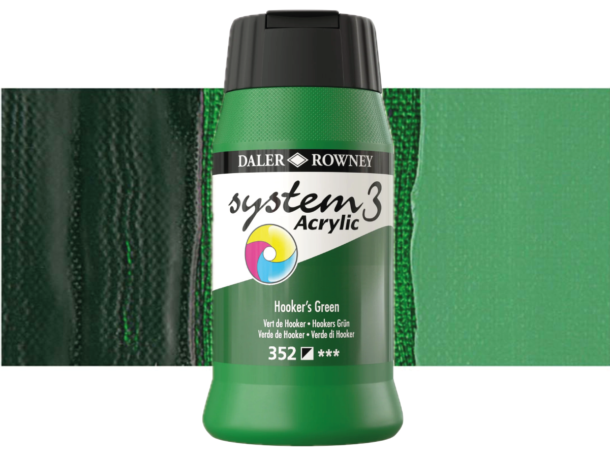 DALER ROWNEY SYSTEM 3 ACRYL 500ML 352 HOOKERS GREEN 1