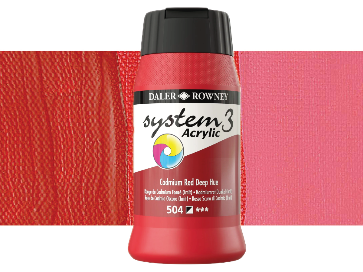 DALER ROWNEY SYSTEM 3 ACRYL 500ML 504 CADMIUM RED DEEP HUE 1
