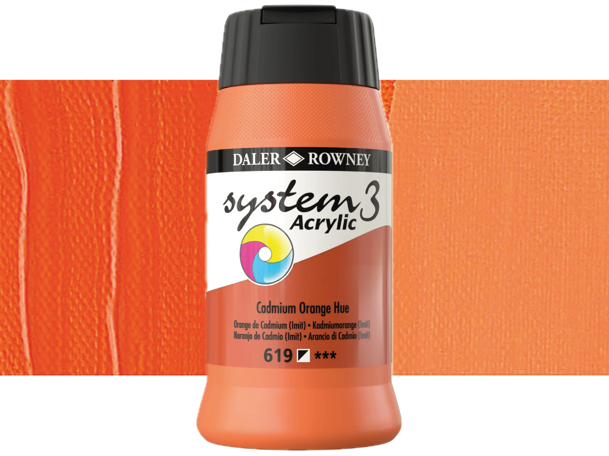 ROWNEY SYSTEM 3 ACRYL 500ML 619 S1 CADMIUM ORANGE 1