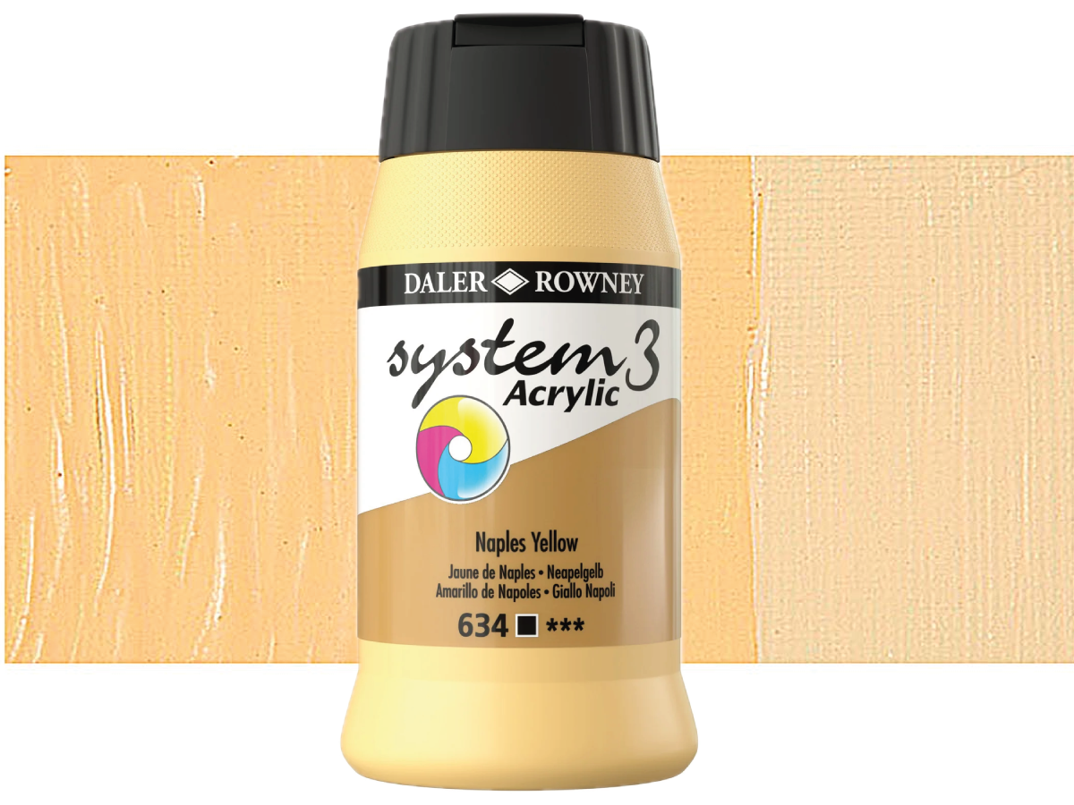 DALER ROWNEY SYSTEM 3 ACRYL 500ML 634 NAPLES YELLOW 1