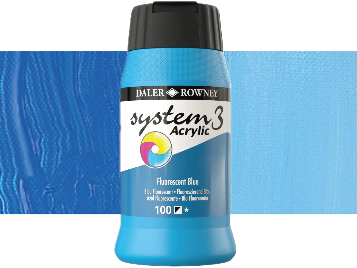 ROWNEY SYSTEM 3 ACRYL 500ML 100  FLUORESCENT BLUE 1