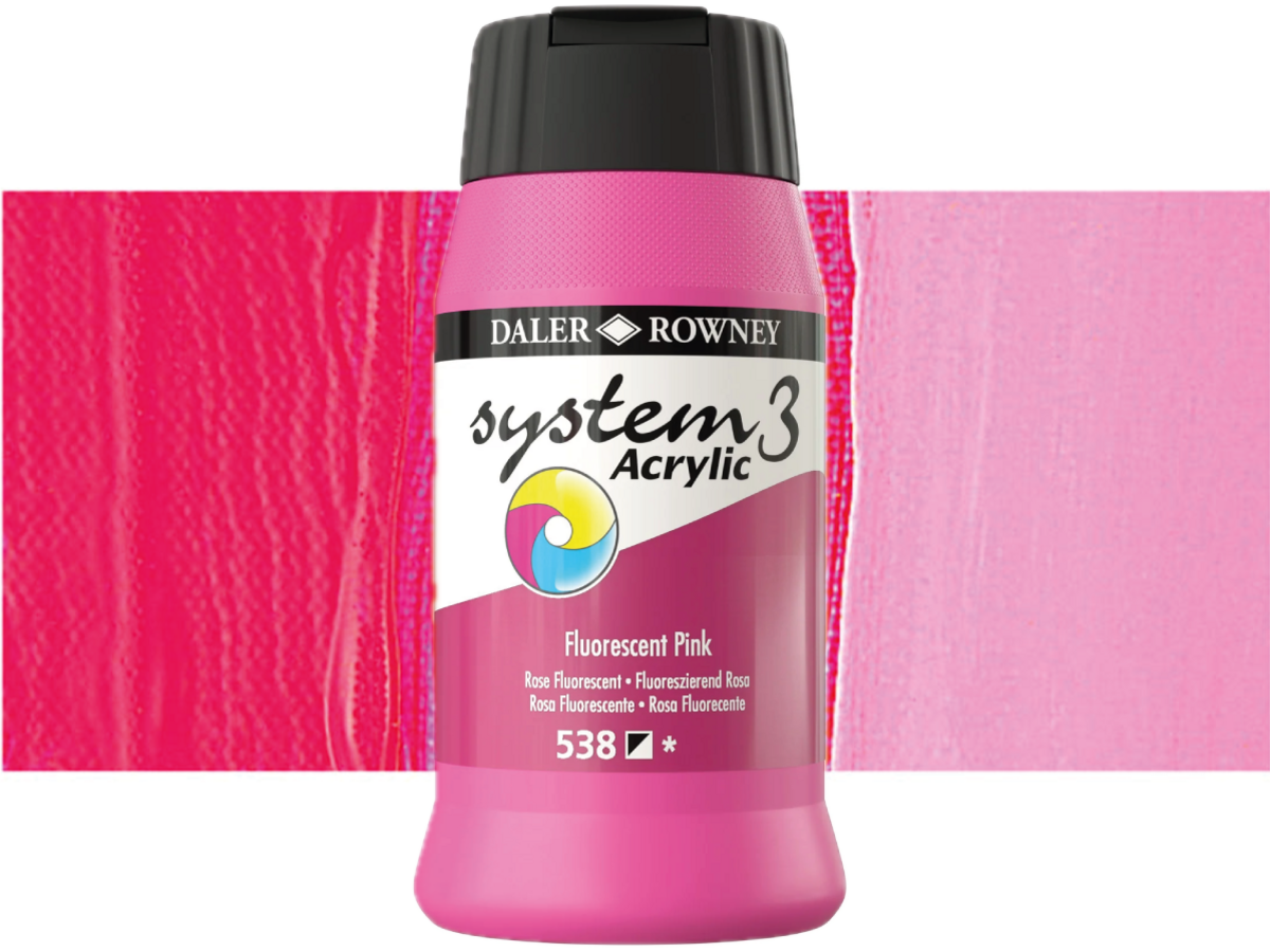 DALER ROWNEY SYSTEM 3 ACRYL 500ML 538 FLUORESCENT PINK 1