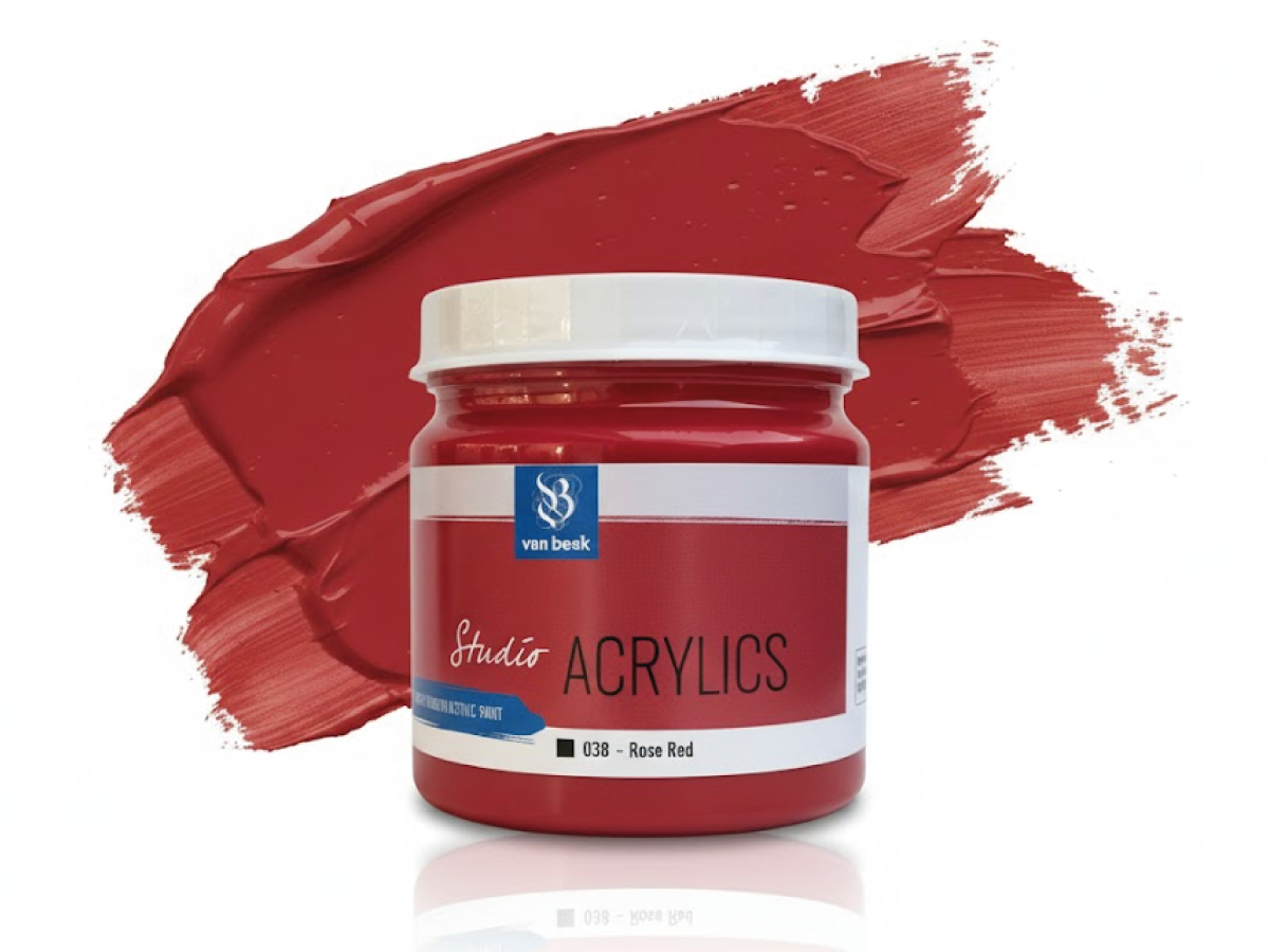 VAN BEEK ACRYL 500ML 038 S1 ROSE RED 1