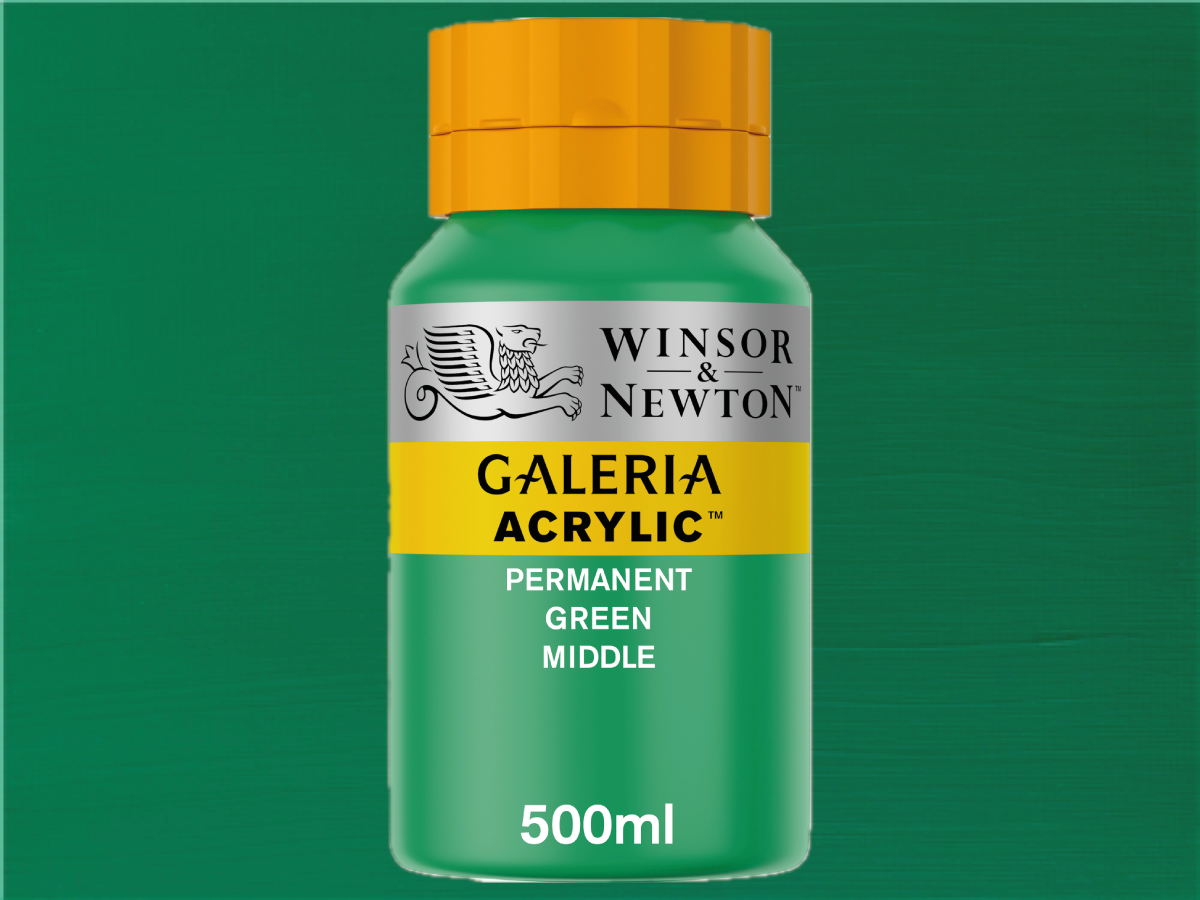 WINSOR & NEWTON GALERIA 500ML 484 PERMANENTGRÜN MITTEL 1