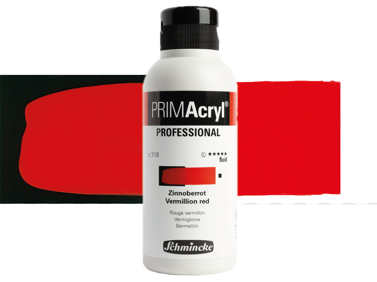 SCHMINCKE PRIMACRYL FLUID 250ML S5 318 VERMILLION RED 1