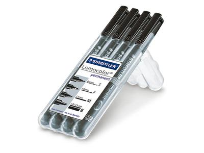 STAEDTLER LUMOCOLOR BOX S-F-M-B PERM SCHWARZ  1
