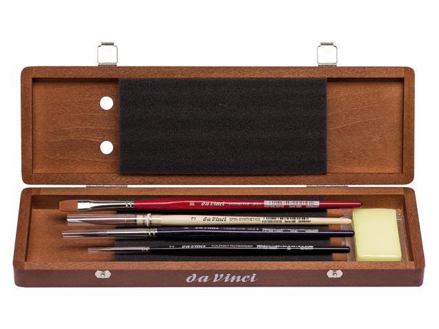DA VINCI 5280 AQUARELLPINSEL SET 5X MIT HOLZKISTE 1
