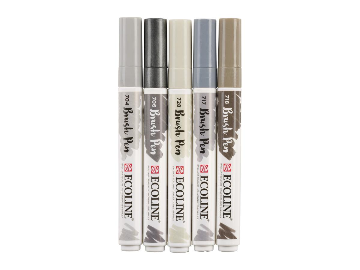 TALENS ECOLINE BRUSH PEN SET 5 GRIJS 1